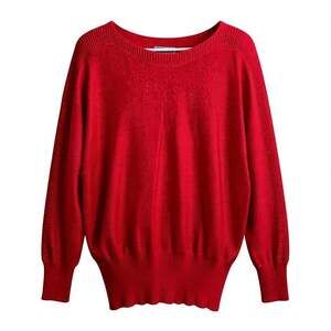 JOSEPH A Women Size Small Red Metallic Crew Neck 3/4 Sleeve Blouse